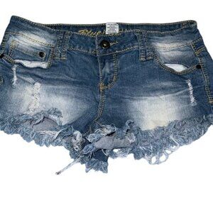 Blue Asphalt Womens Distressed Denim Shorts Size 9